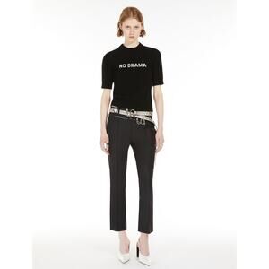 MaxMara Sportmax Stretch Cotton Flared Trousers in Black